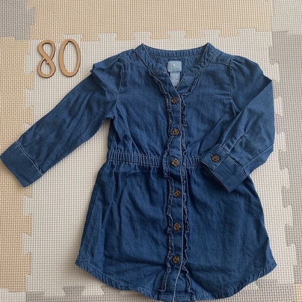 babygap 長袖 女の子 トップス デニムシャツ ワンピース 80cm