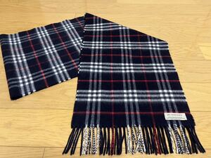 BURBERRY　バーバリー カシミヤ50％ ウール50% ロングマフラー 未使用に近い　濃紺　ネイビー系　送料無料!!!