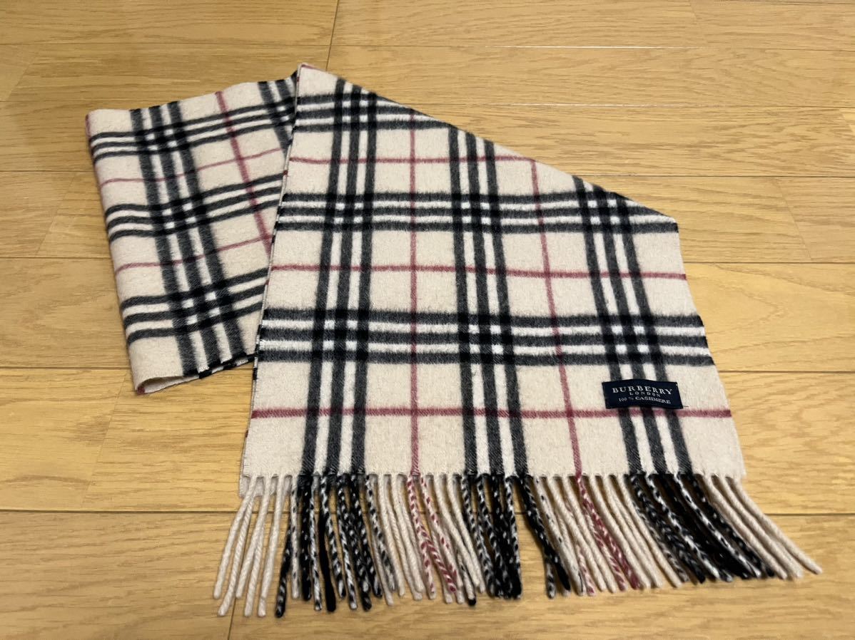 BURBERRY バーバリー 細長マフラー カシミア77%+その他 美品 青紫系-