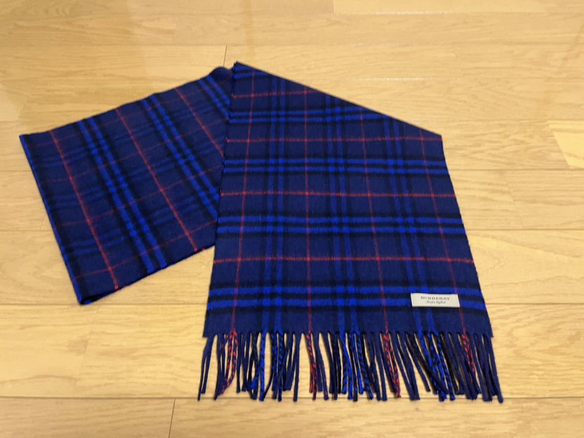 BURBERRY バーバリー マフラー カシミア100％ 未使用に近い 赤紫系