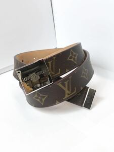 (D) LOUIS VUITTON ルイヴィトン サンチュール モノグラム レザー ベルト 75/30 シルバーバックル