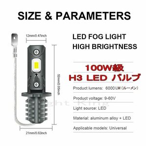 6000LM LED フォグランプ NEW H3 100W級 x 2灯 ホワイト 白色 ショートタイプ ISUZU イスズ エルフ ELFの画像4