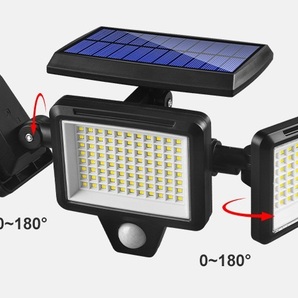 最大2500ルーメン 210LED 3面発光 ソーラーライト 屋外 防水 センサーライト【人感センサー 防犯ライト 自動点灯 消灯 ガーデンライト】◆の画像6