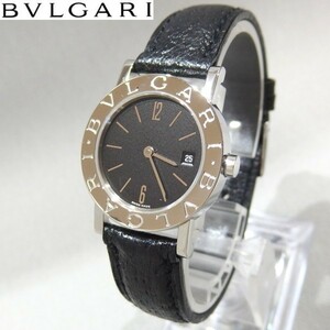 美品★BVLGARI BVLGARI・BVLGARI BB26SL レディース クォーツ 腕時計 黒文字盤 ブルガリ・ブルガリ★