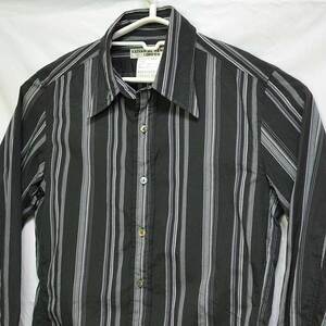  old clothes * Katharine Hamnett London long sleeve shirt gray pinstripe & black M