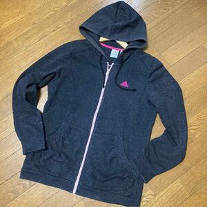 adidas アディダス フルジップパーカー スウェットパーカー レディース 婦人服 Lサイズ UVケア ラメ感 オシャレ スポーツウェア ランニング