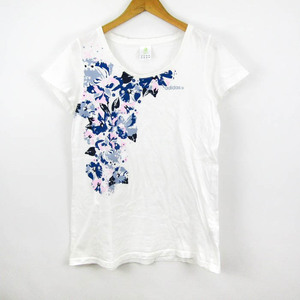  Adidas short sleeves T-shirt graphic T floral print Neo lable sportswear lady's M size white adidas