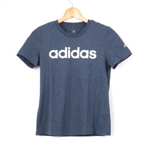 アディダス 半袖Tシャツ ロゴT コットン100% スポーツウエア レディース Lサイズ ネイビー adidas