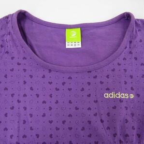 アディダス チュニック 半袖Tシャツ ハート柄 ネオレーベル コットン レディース Lサイズ パープル adidasの画像4