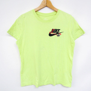 ナイキ 半袖Tシャツ ロゴT 花柄 スポーツウエア コットン レディース Lサイズ イエロー NIKE