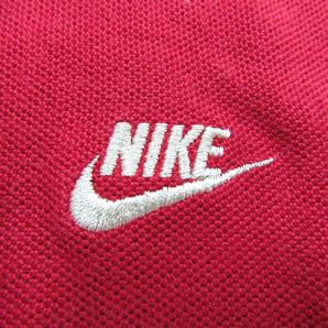 ナイキ 半袖ポロシャツ 胸ロゴ ゴルフウエア コットン 鹿の子 メンズ Lサイズ レッド NIKEの画像4