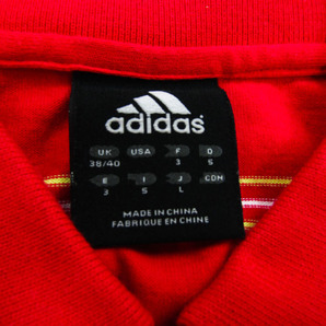 アディダス 半袖ポロシャツ ボーダー柄 コットン ゴルフウエア メンズ Lサイズ レッド adidasの画像2