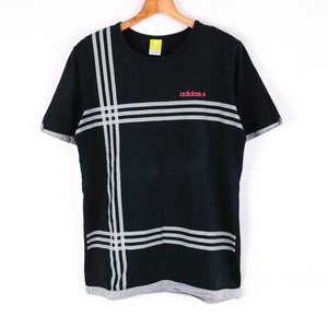 アディダス Tシャツ 半袖 コットン100% トップス スポーツウエア レディース Lサイズ ネイビー adidas