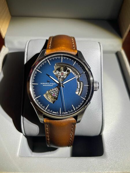 【未使用】3年保証付 ハミルトン ジャズマスター オープンハート ブルー メンズ腕時計 腕時計