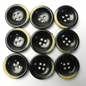 本焼き加工の黒色プラスチックボタン/23mm/4穴/コートに最適-TO74Y-23-BK-722