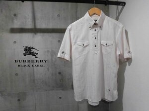 BURBERRY BLACK LABELバーバリーブラックレーベル/イタリア製生地 ハーフボタンシャツ3/隠しノバチェック半袖プルオーバーシャツ/三陽商会