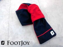 FJ フットジョイ Foot Joy/Footjoy/フリース マフラー/ストール/ネックウォーマー/スヌード/紺 赤/メンズ/ゴルフ GOLF/FJNW1802/程度良好_画像1