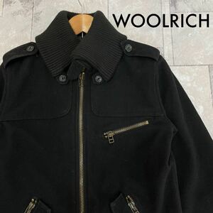 WOOLRICH ウールリッチ ウールジャケット ミリタリー 防風フラップ アウトドア ダブルジップ ブラック サイズM 玉SS1101