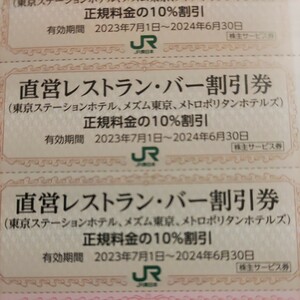 ＪＲ東日本優待券のホテルのレストラン割引券6枚1円（ミニレター送料込み64円）希望者には無料で増量サービスします。