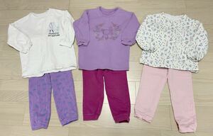 *UNIQLO* sweat top and bottom set 120 size 3 set hole . snow. woman . floral print long sleeve long trousers KIDS pyjamas lounge wear part shop put on nightwear Uniqlo 