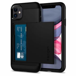 Spigen iPhone11 ケース カード収納 耐衝撃 指紋防止 Qi充電 ワイヤレス充電 076CS27435 ブラック