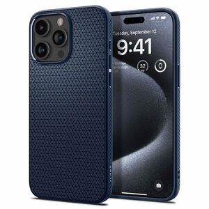 Spigen iPhone15Pro ケース 耐衝撃 薄型 ストラップホール 軽量 ワイヤレス充電対応 ACS06705 ネイビー・ブルー