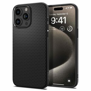 Spigen iPhone15ProMax ケース マット ソフト 耐衝撃 ワイヤレス充電 リキッド・エアー ACS06562 マット・ブラック