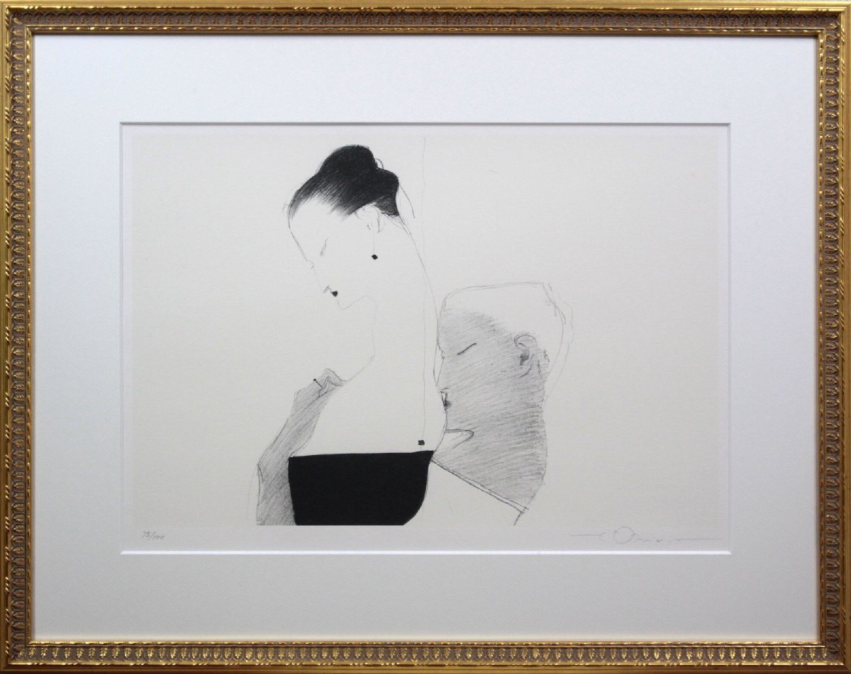 Yoshitaka Amano Mann und Frau Lithographie [Authentizität garantiert] Gemälde - Hokkaido Gallery, Kunstwerk, Drucke, Lithografie, Lithographie