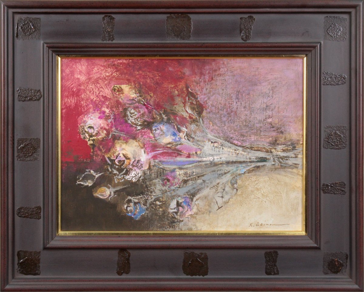 Pintura al óleo navideña de Kyoko Ebina Rose [Auténtica garantizada] Pintura - Galería Hokkaido, Cuadro, Pintura al óleo, Naturaleza muerta