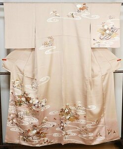 き108　正絹　訪問着　花々　流水　【美品】　身丈158ｃｍ