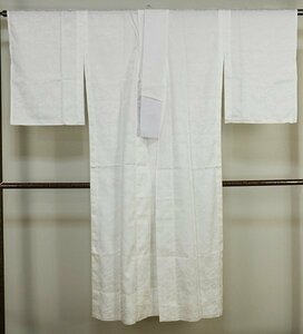 U64　化繊　単衣　白襦袢　かすれたような紗綾型地模様　身丈131cm