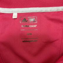 adidas GOLF アディダス ゴルフ ハーフジップ 半袖シャツ Oサイズ レッド ポリエステル ゴルフウェア_画像3