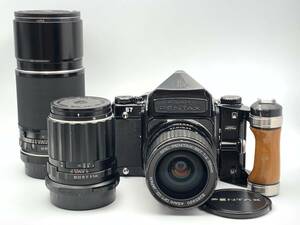 ASAHI PENTAX 67 + レンズ 55mm f4 / 135mm f4 / 300mm f4 + ウッドグリップ 中判カメラ ジャンク【1円〜】