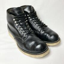 【90s犬タグ】RED WING レッドウイング アイリッシュセッター ブラック US8D 26cm プレーントゥレザーブーツ USA製革靴 アメカジ／黒_画像1