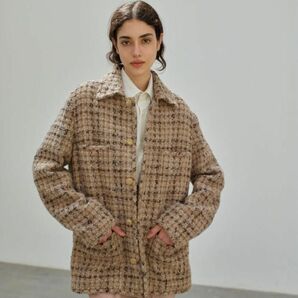 22AW AURALEE HOMESPUN TWEED BLOUSON 0 美品