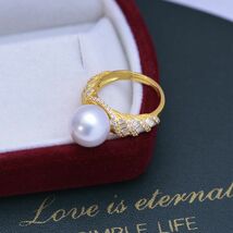 リング 真珠指輪 真珠アクセサリ 天然真珠 淡水真珠 本真珠 誕生日プレゼント 新型 女性 フリーサイズ 上質真珠 パーティー 新品 zz84_画像3