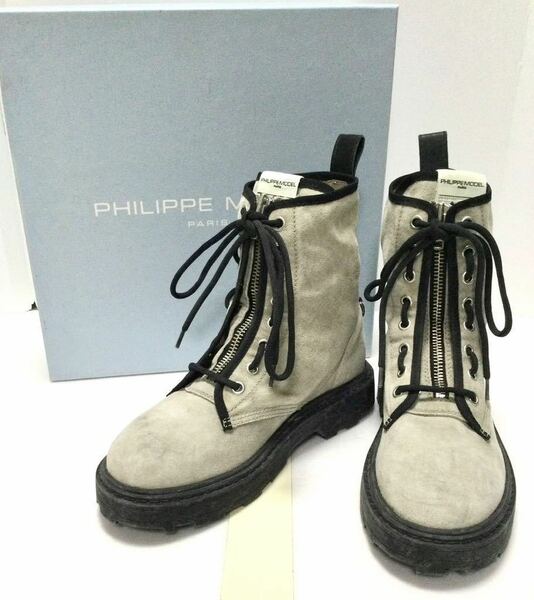 新品「PHILIPPE MODEL PARIS」“BBMU D004” スウェード コンバットブーツ SIZE:42 イタリア製