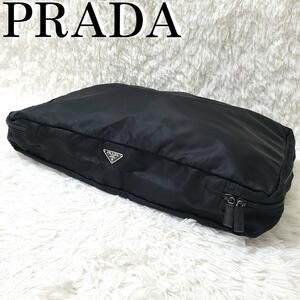 【美品】PRADA プラダ ガーメントケース スーツケース ナイロン レザー 三角ロゴプレート 折り畳み ビジネス 出張 旅行 トラベル ブラック