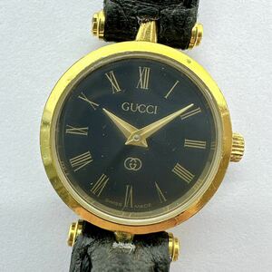 10026 グッチ GUCCI レディース 腕時計 不動 ジャンク クォーツ 電池式 QZ 革ベルト レザー オールドグッチ ヴィンテージ