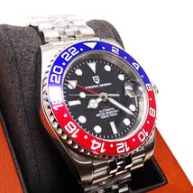 新品・パガーニデザインブランド・メンズ・機械式腕時計 ・GMT針オマージュウオッチ・ペプシベゼル・ジュビリーメタルストラップPD-1662_画像4