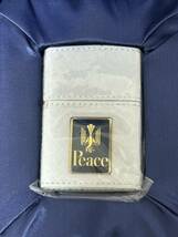 zippo Peace ピースプレート 白本革 限定品 ピース たばこメーカー 2007年製 特殊加工品 デットストック 専用ベロアケース 保証書_画像2