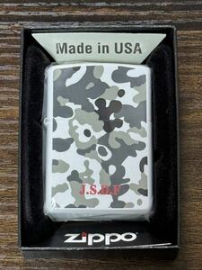 zippo J.S.D.F 自衛隊 迷彩 年代物 ホワイト 両面デザイン 2001年製 特殊加工品 デットストック ケース 保証書