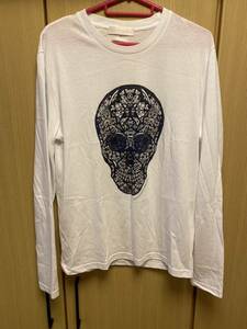  domestic regular 13SS ALEXANDER McQUEEN Alexander McQueen dot Skull long sleeve T-shirt long T white XS 311869 QAZ65