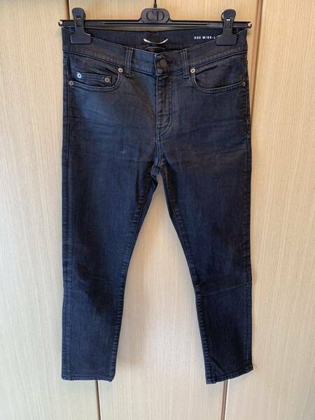 正規 14SS Saint Laurent Paris サンローランパリ Hedi Slimane エディ期 ストレッチ コットン パンツ 黒 29 344344 YM80R