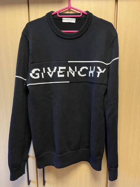 正規 22AW Givenchy ジバンシィ Matthew Williams マシューウィリアムズ スプリット ロゴ コットン ニット 黒 M BM90B4401M