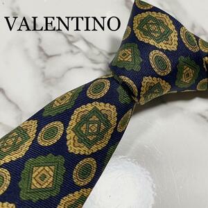 ネクタイ ヴァレンティノ VALENTINO 紋様柄 総柄 ワンポイントロゴ 刺繍 シルク ブランド