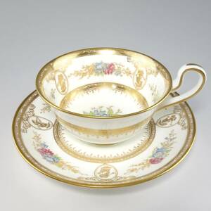 ウェッジウッド(Wedgwood) シェアーネス ゴールド 金彩花柄模様 ティーカップ&ソーサー(ピオニー)　I112 【Aランク】