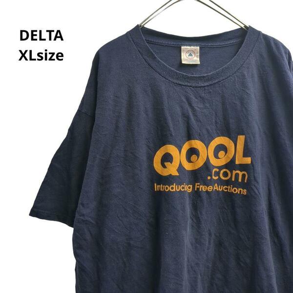 DELTA　英語ロゴプリント半袖Tシャツ　春夏紺メンズXL　a18