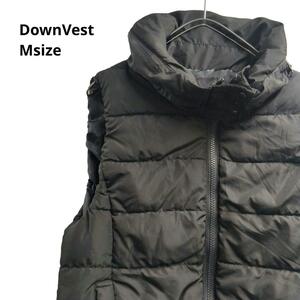  down vest simple autumn winter black lady's M a37