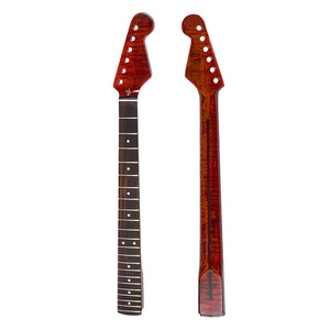 エレキギターネック STストラトタイプ交換用ネック ギターパーツ トラ杢メイプル 艶有り トラ杢ネック ローズウッド指板 MU2130